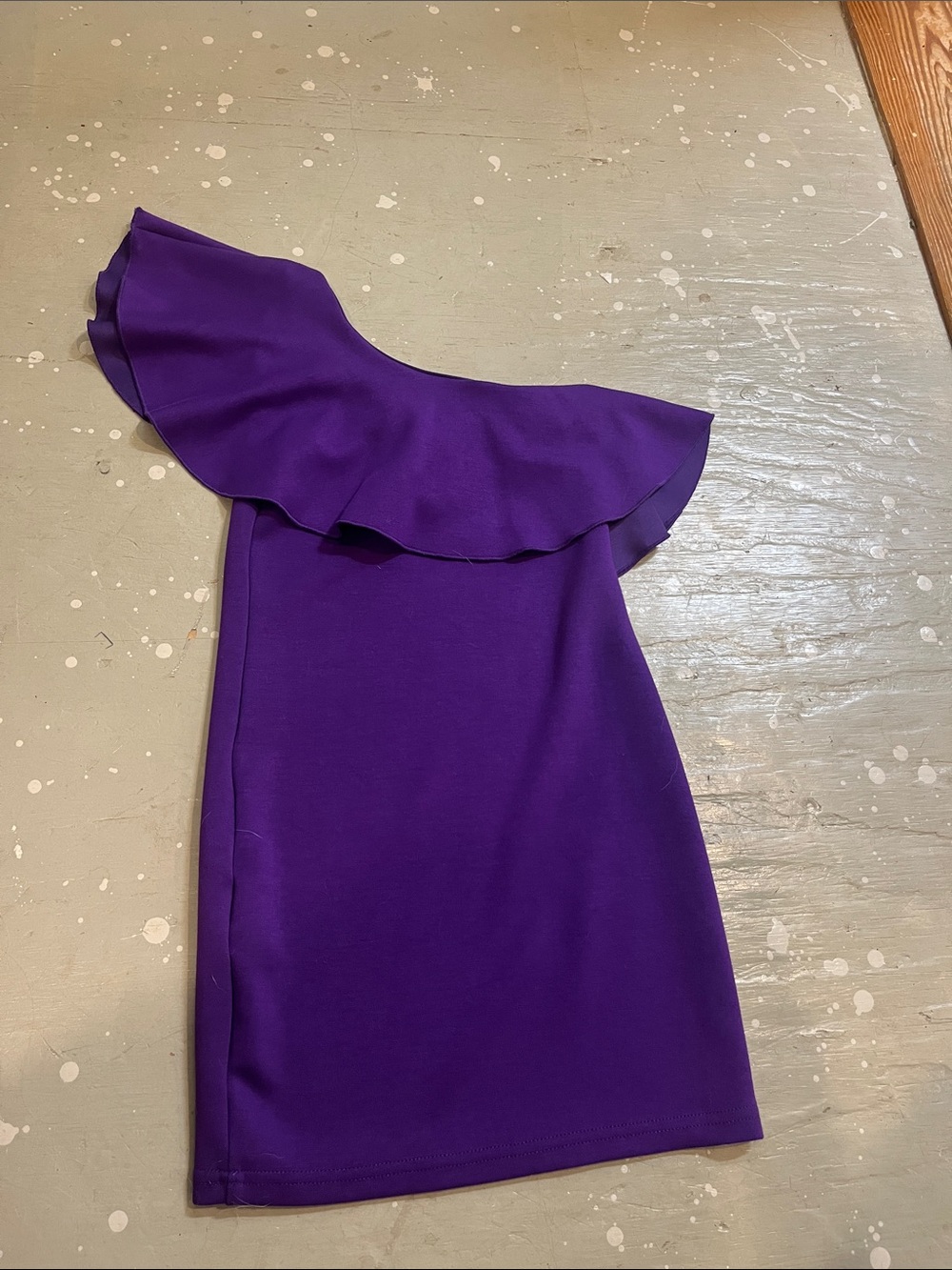 Amazon One-Shoulder Ruffle Dress in Purple